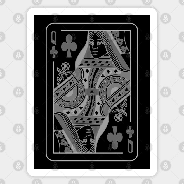 Queen of Clubs Grayscale Magnet by inotyler